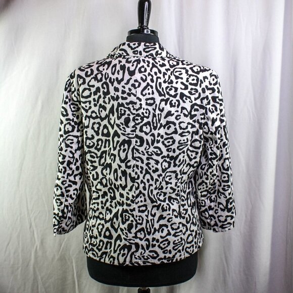 Linea By Louis Dell'Olio Blazer Jacket Leopard Print Black White Size L - Picture 3 of 5